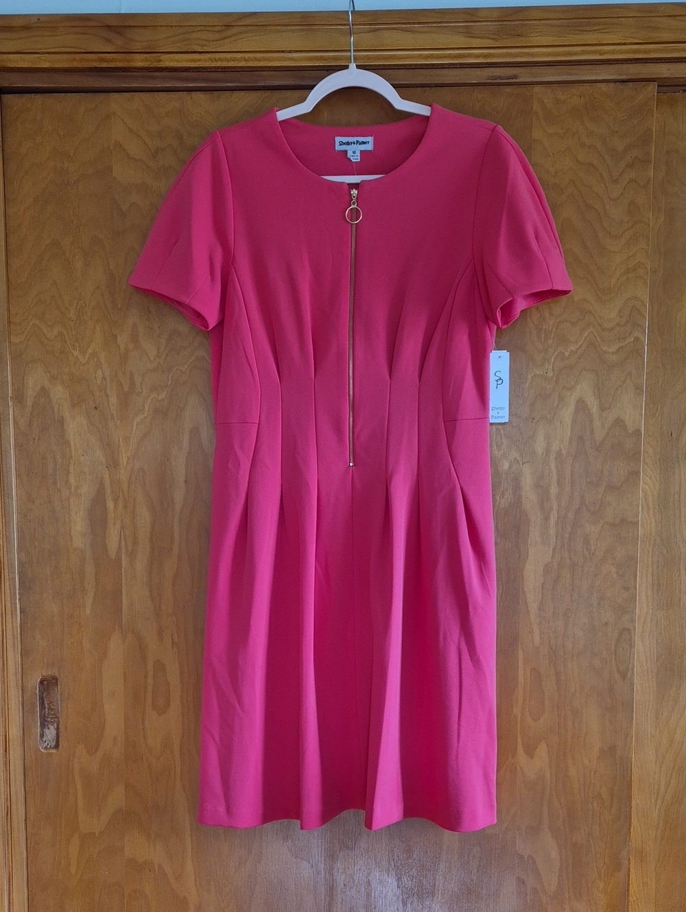 Shelby & Palmer Pink Coral 1/2 Zip-Front Sheath Dress, size 10